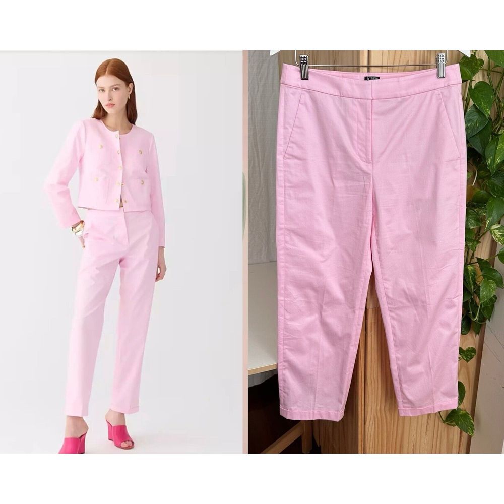 J Crew 2023 Kate cuffed straight leg pant lightweight 8P‎ Petite Pink Barbie